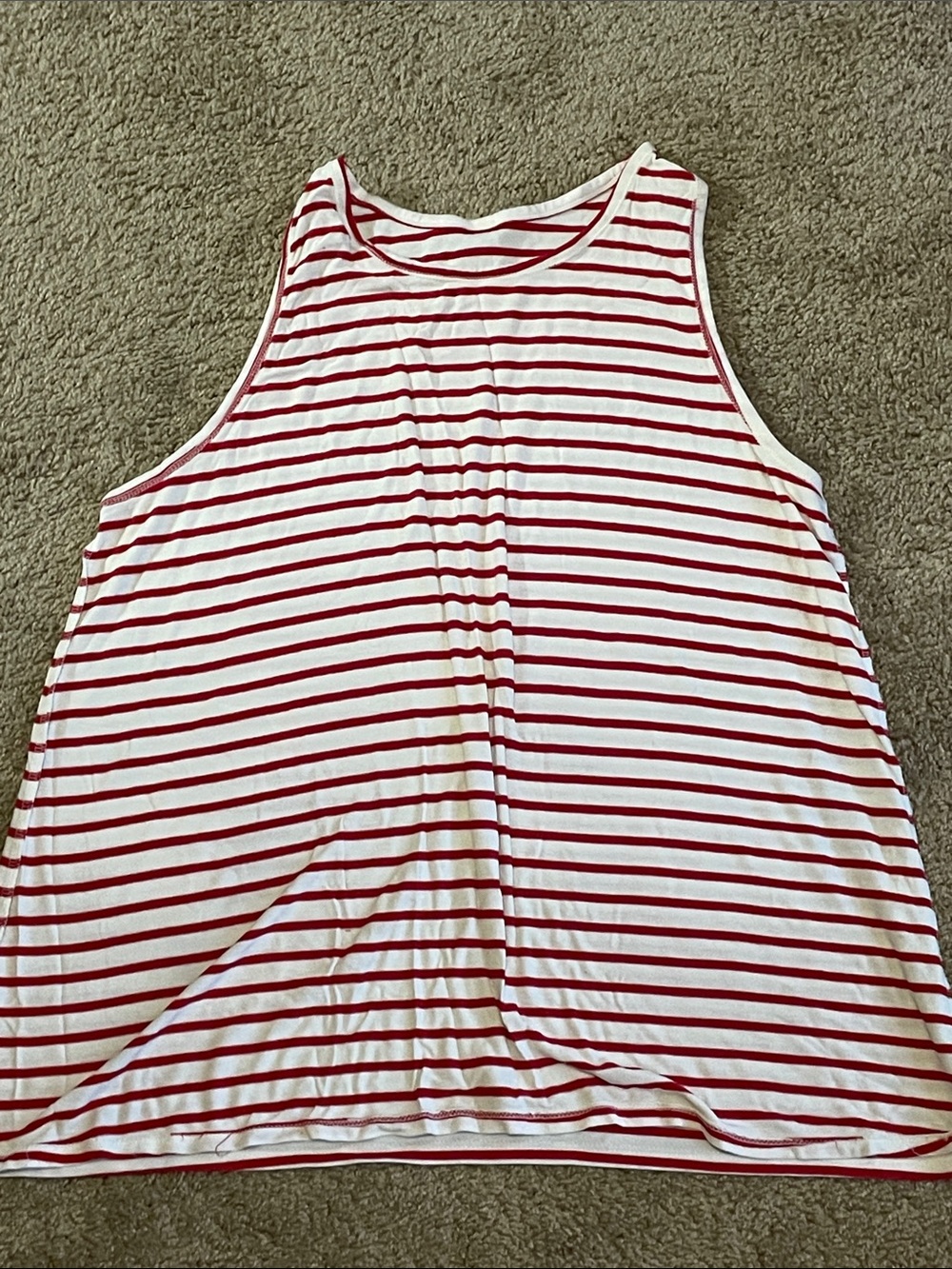 Women's Sleeveless Red & White Stripe Tank Top